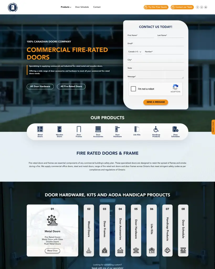 Commercial Metal Doors website homepage