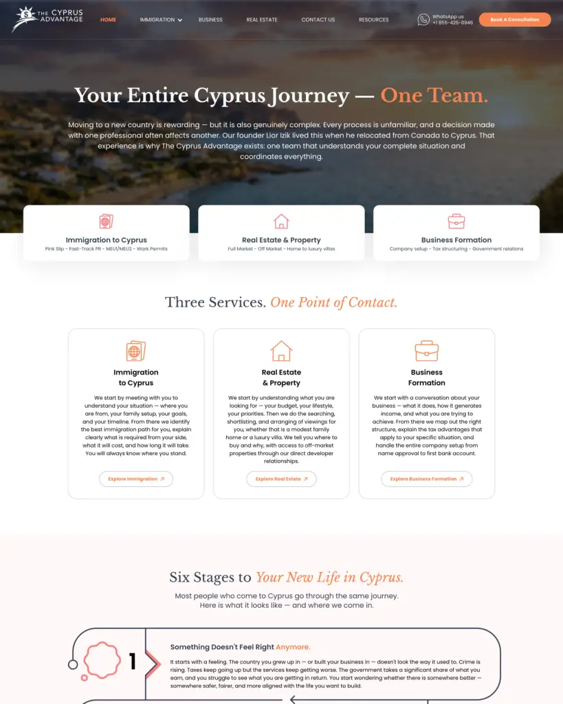 The Cyprus Advantage website homepage