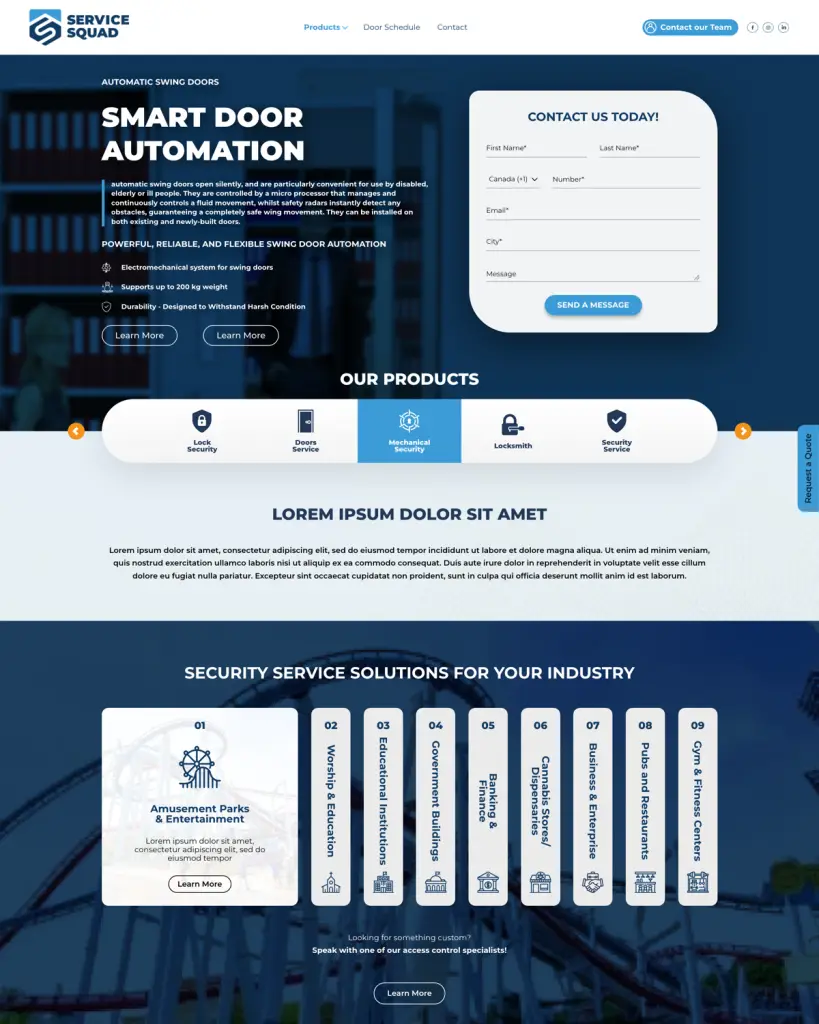Services Quad website homepage