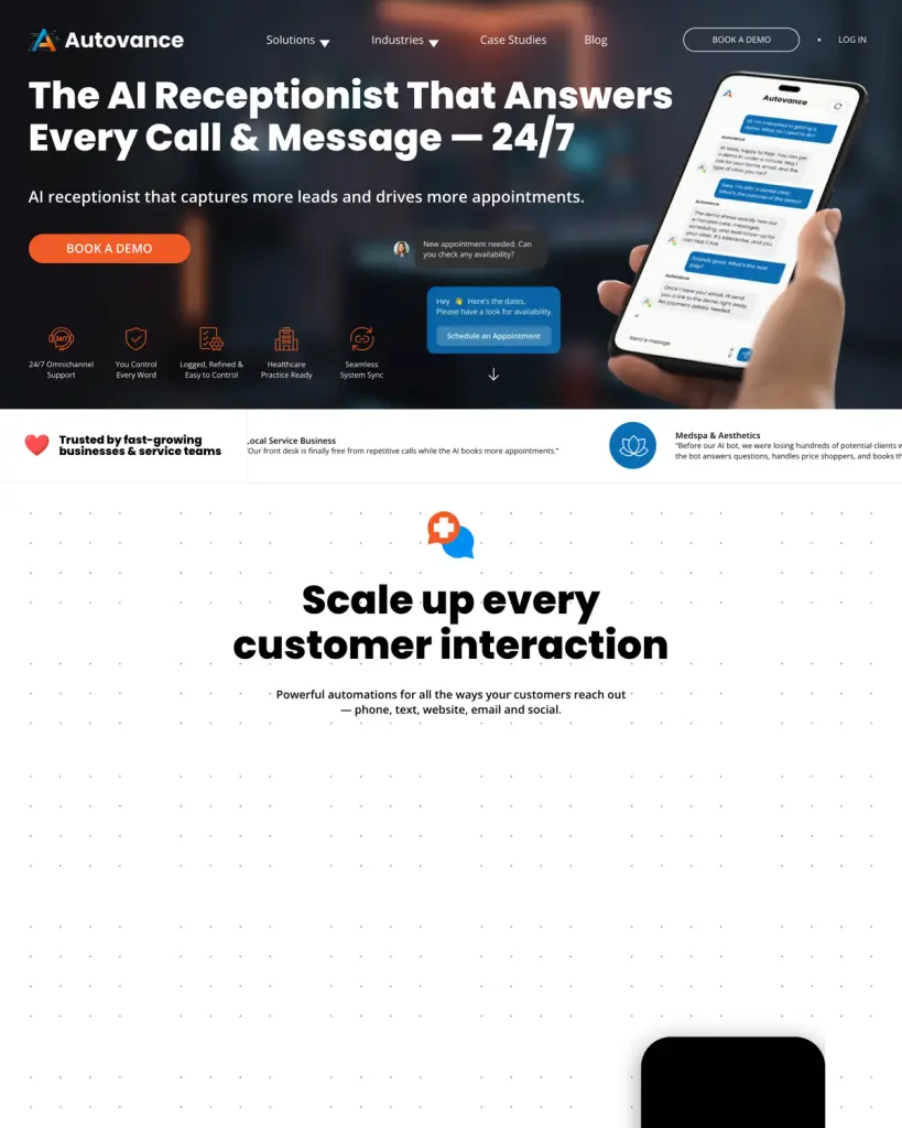 Autovance Automation website screenshot