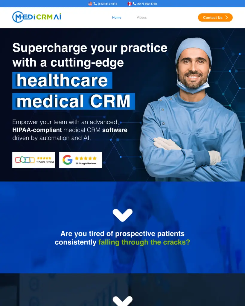 MediCRM.ai website homepage